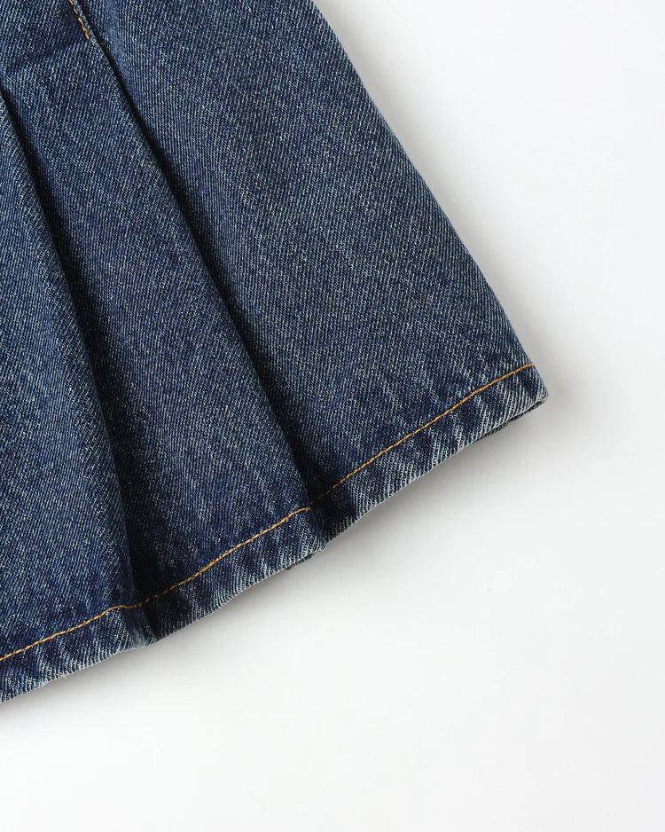 Rylee + Cru Pleated Denim Skirt || Indigo Denim
