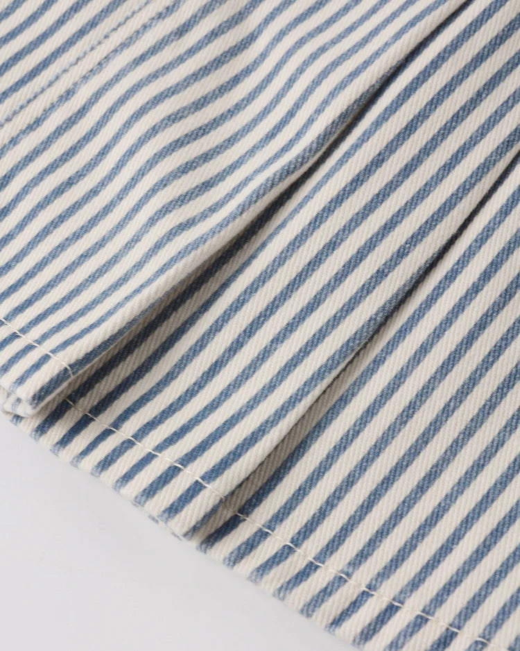 PRE-ORDER Rylee + Cru Pleated Denim Skirt || Railroad Stripe