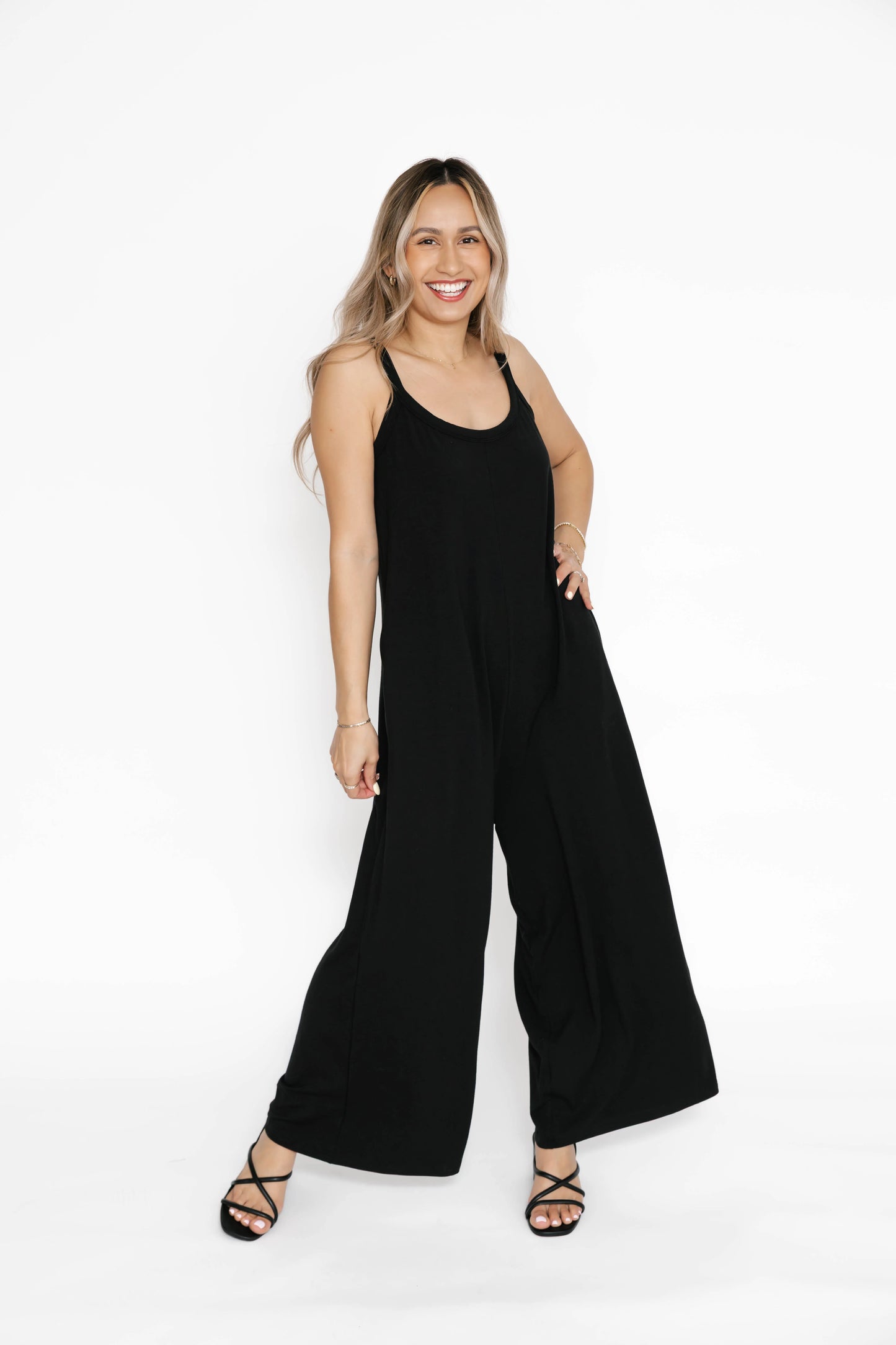 Smash + Tess Sasha Wide Leg Romper || Midnight Black