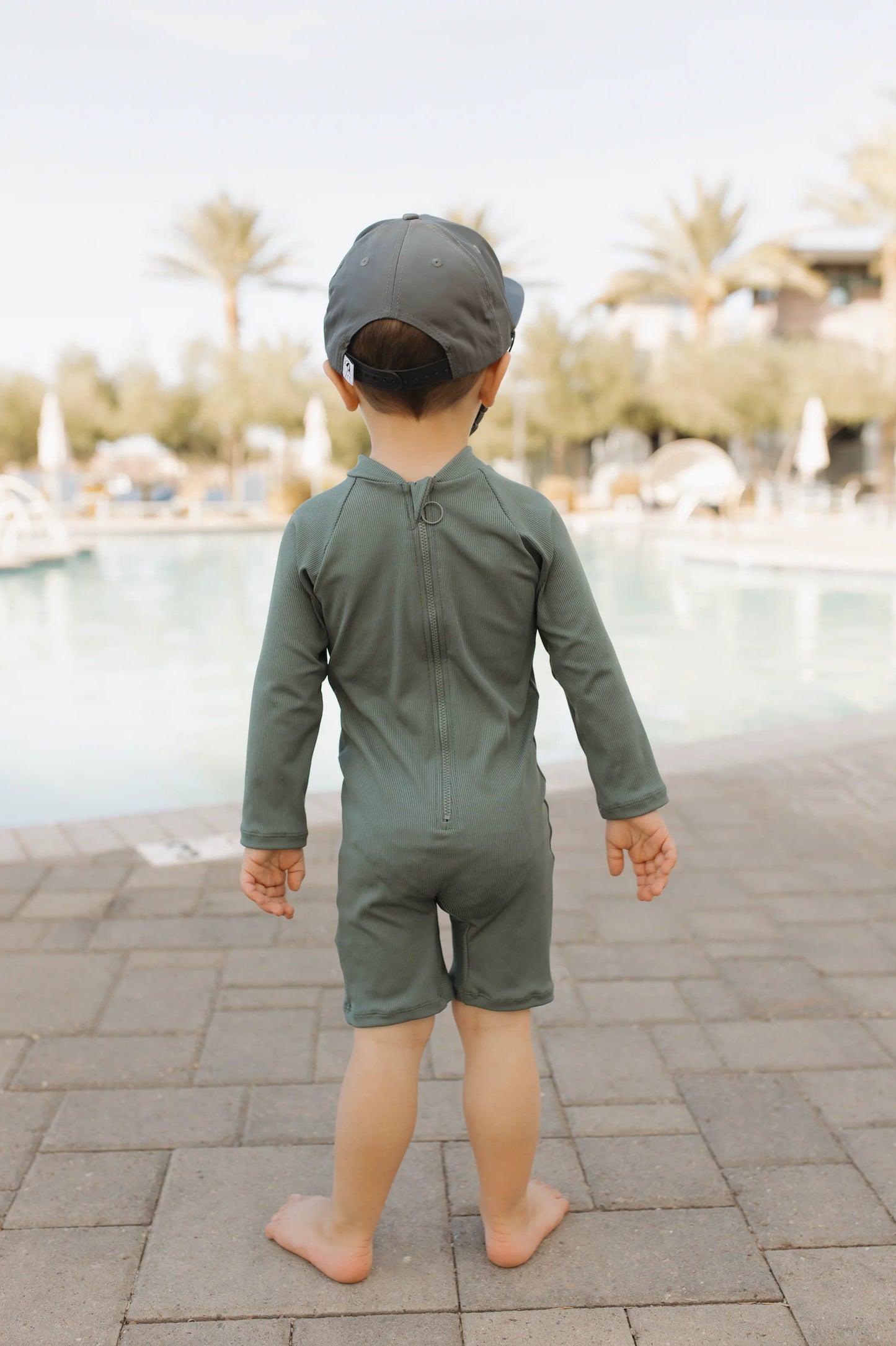 Current Tyed Sunsuit || Solid Dark Green Ribbed