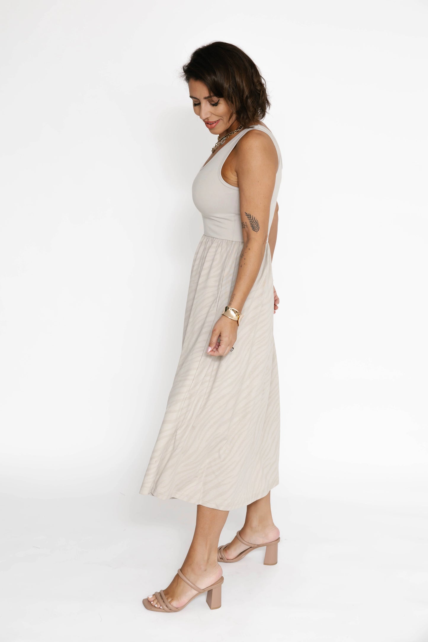 Smash + Tess Tatiana Midi Dress || Seashell/Sahara Tiger