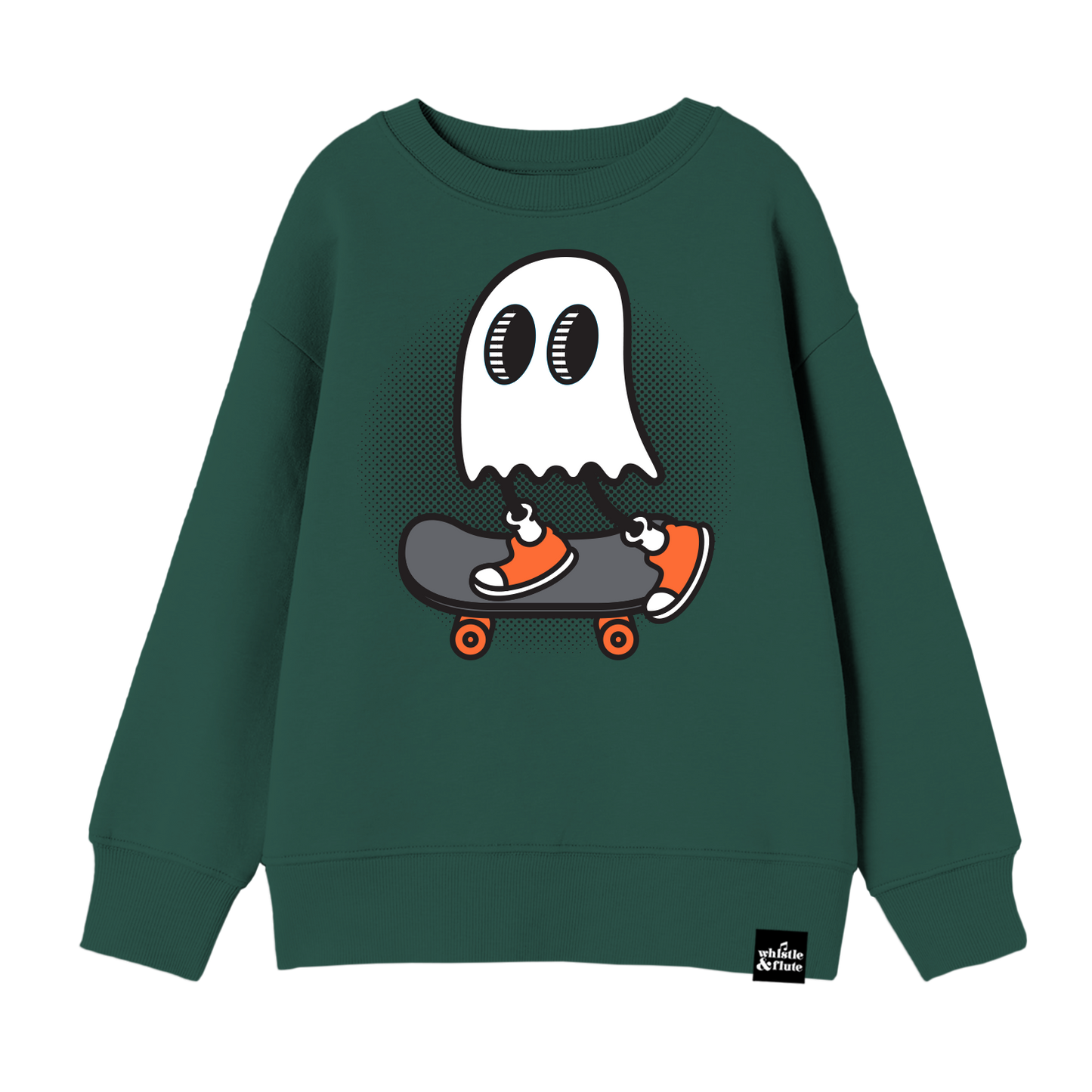 Whistle & Flute Kawaii Skateboard Ghost Sweatshirt