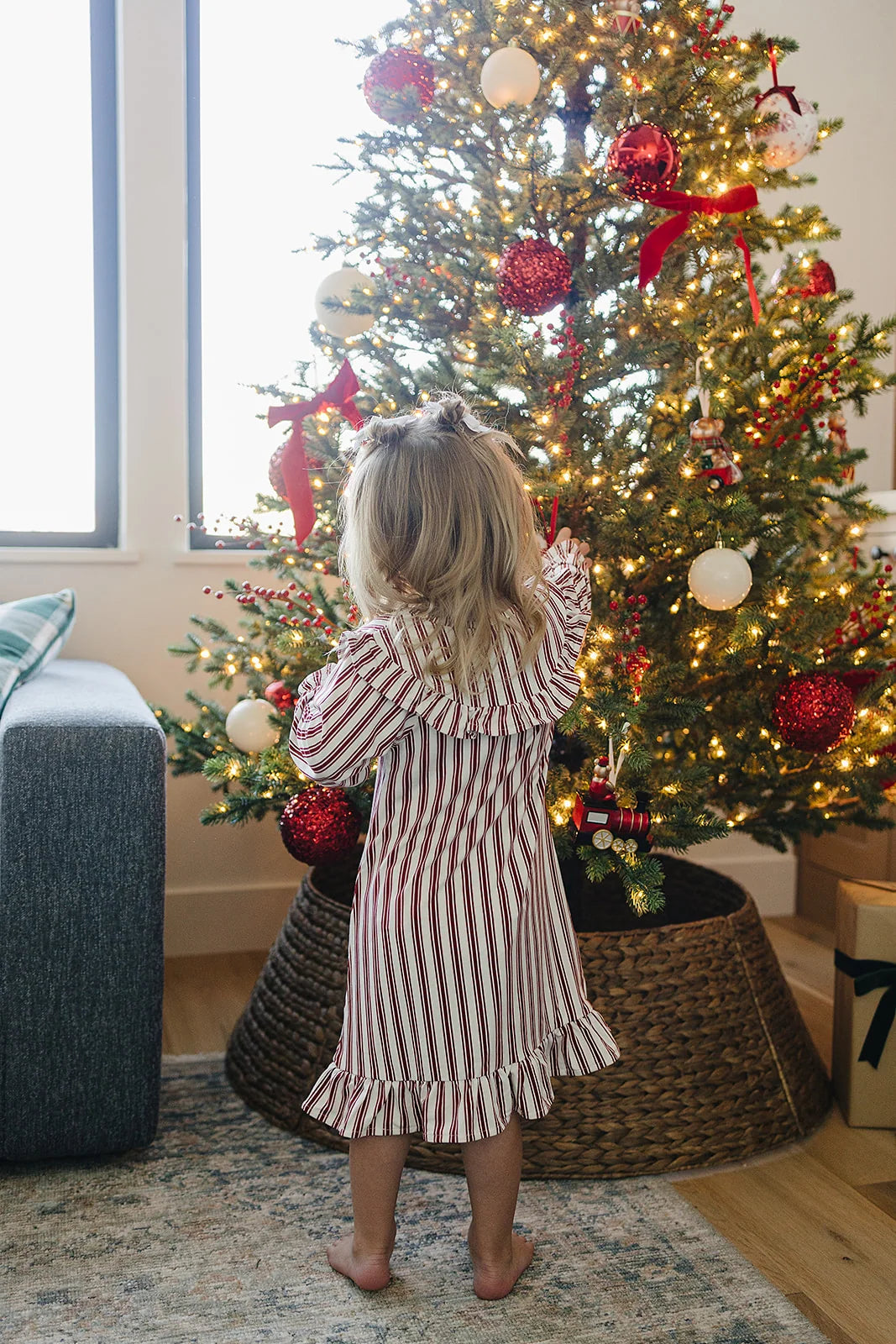 Mebie Baby Bamboo Cozy Gown || Red Stripe