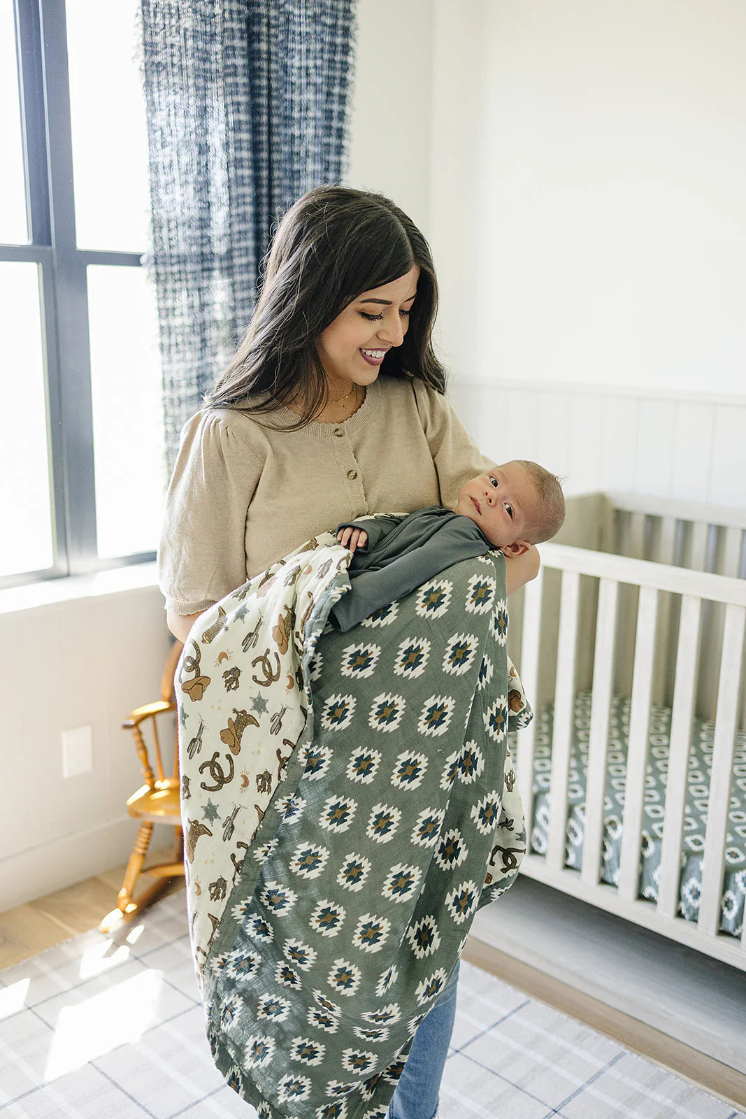 Mebie Baby Southwest Aztec + Outlaw Cowboy Muslin Quilt