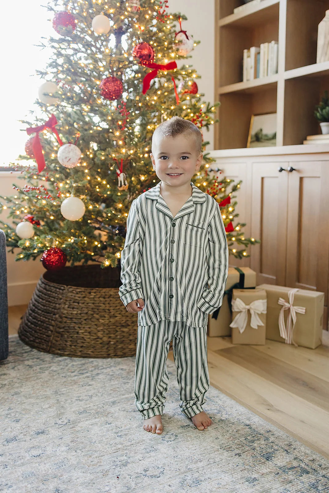 Mebie Baby Collared Bamboo Set || Green Stripe