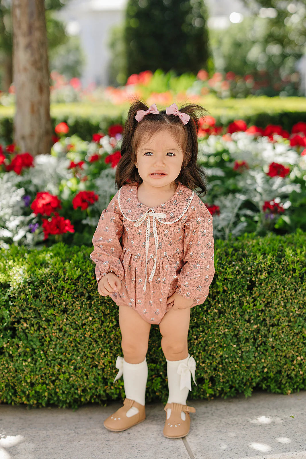 Mebie Baby Vintage Pink Floral Bubble Romper