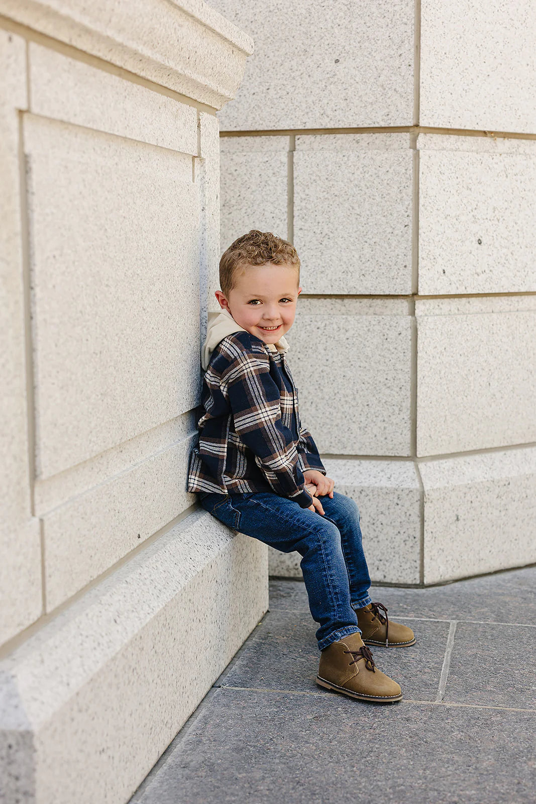 Mebie Baby Plaid Hooded Button Up