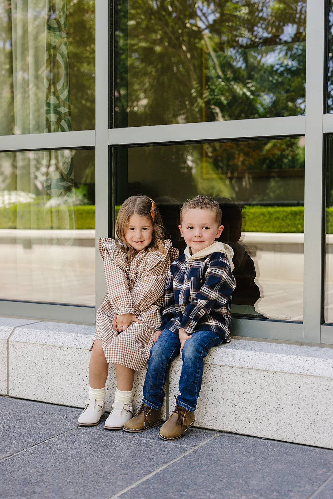 Mebie Baby Plaid Hooded Button Up
