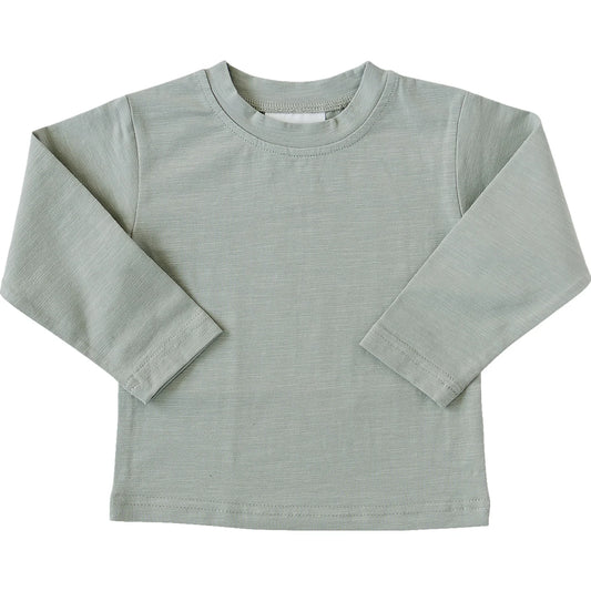 Mebie Baby Heather Sage Long Sleeve Cotton Tee