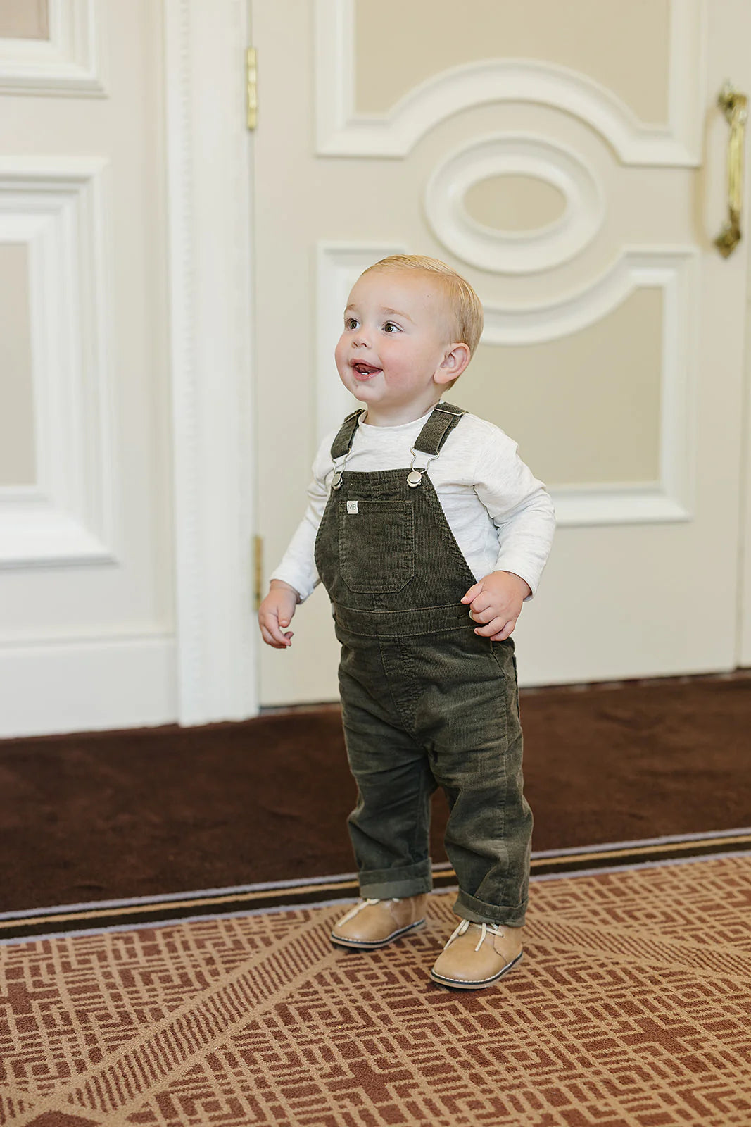 Mebie Baby Green Corduroy Overalls