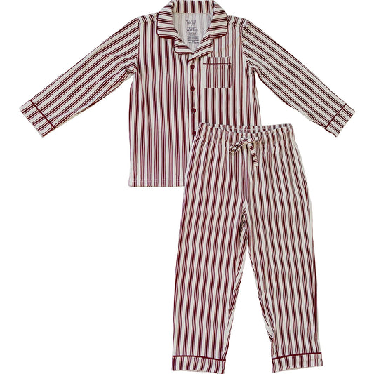 Mebie Baby Red Stripes Collared Pajama