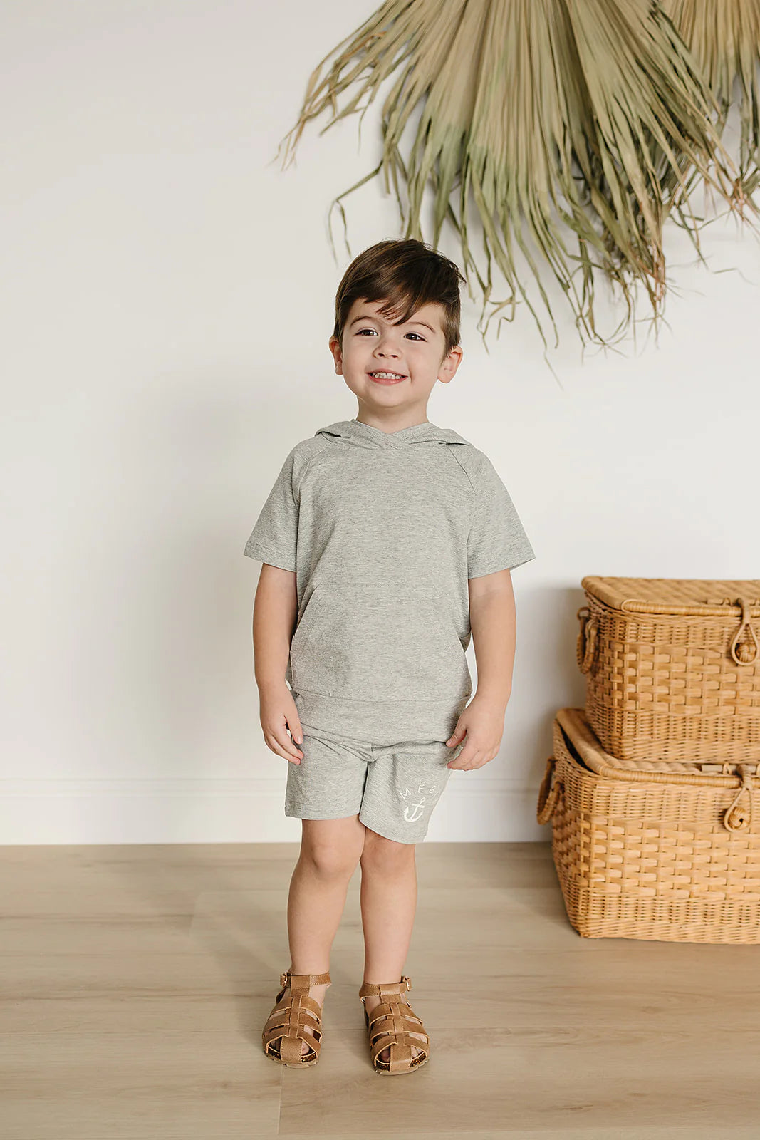 Mebie Baby Heather Grey Pocket Cotton Shorts