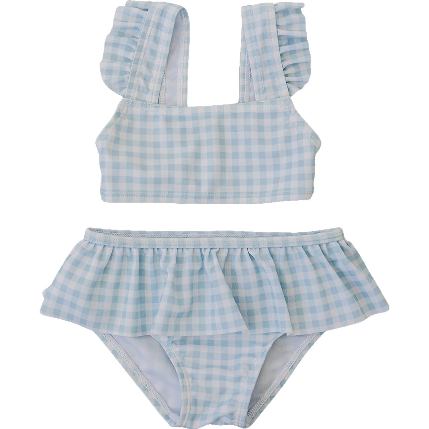 Mebie Baby Light Blue Gingham Ruffle Bikini