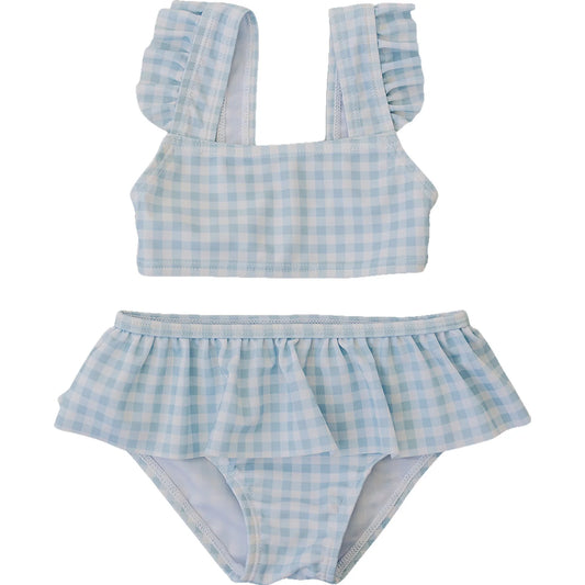 Mebie Baby Light Blue Gingham Ruffle Bikini