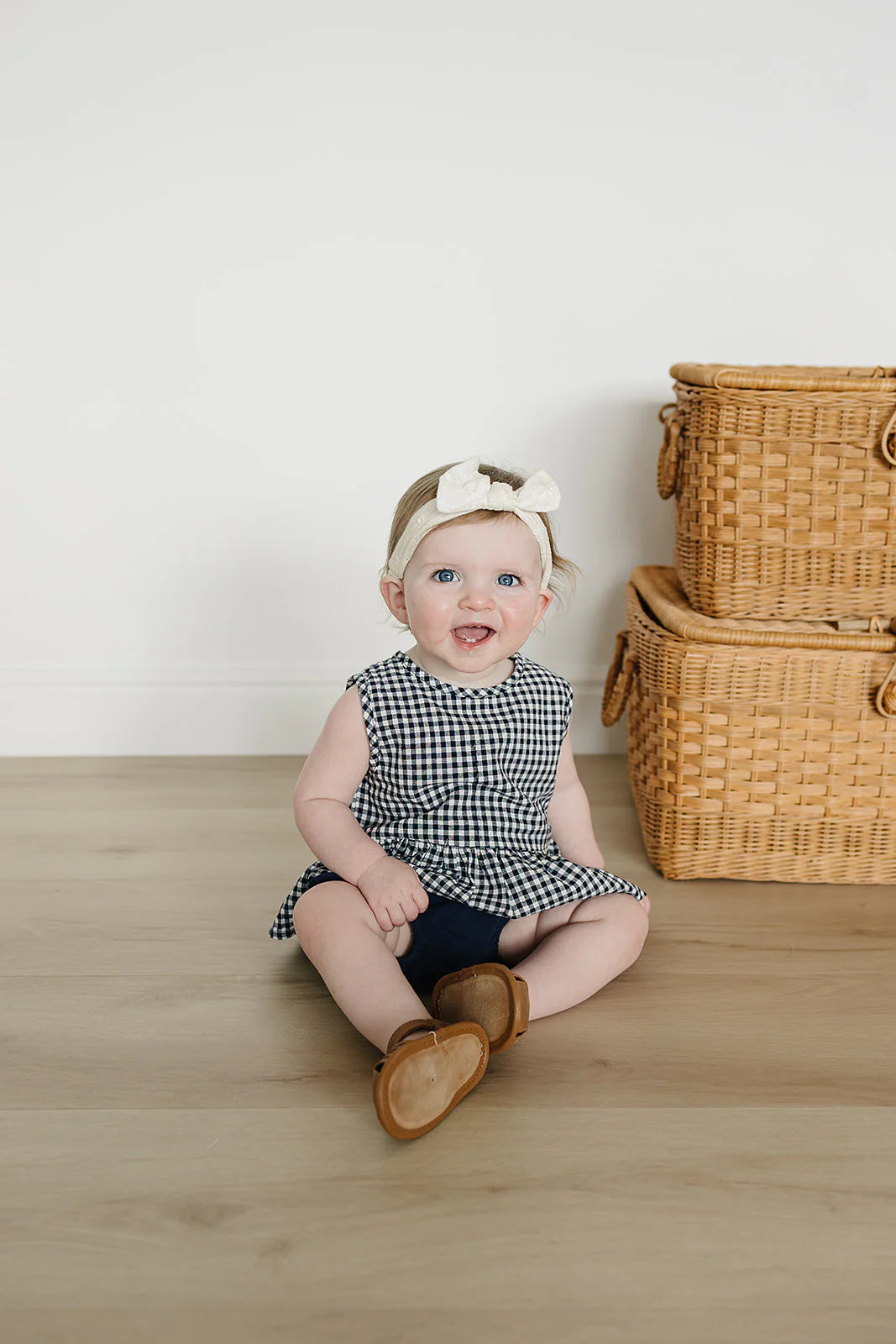 Mebie Baby Navy Gingham Peplum Set