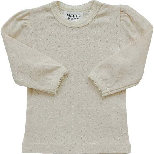 Mebie Baby Pointelle Long Sleeve Tee || Cream