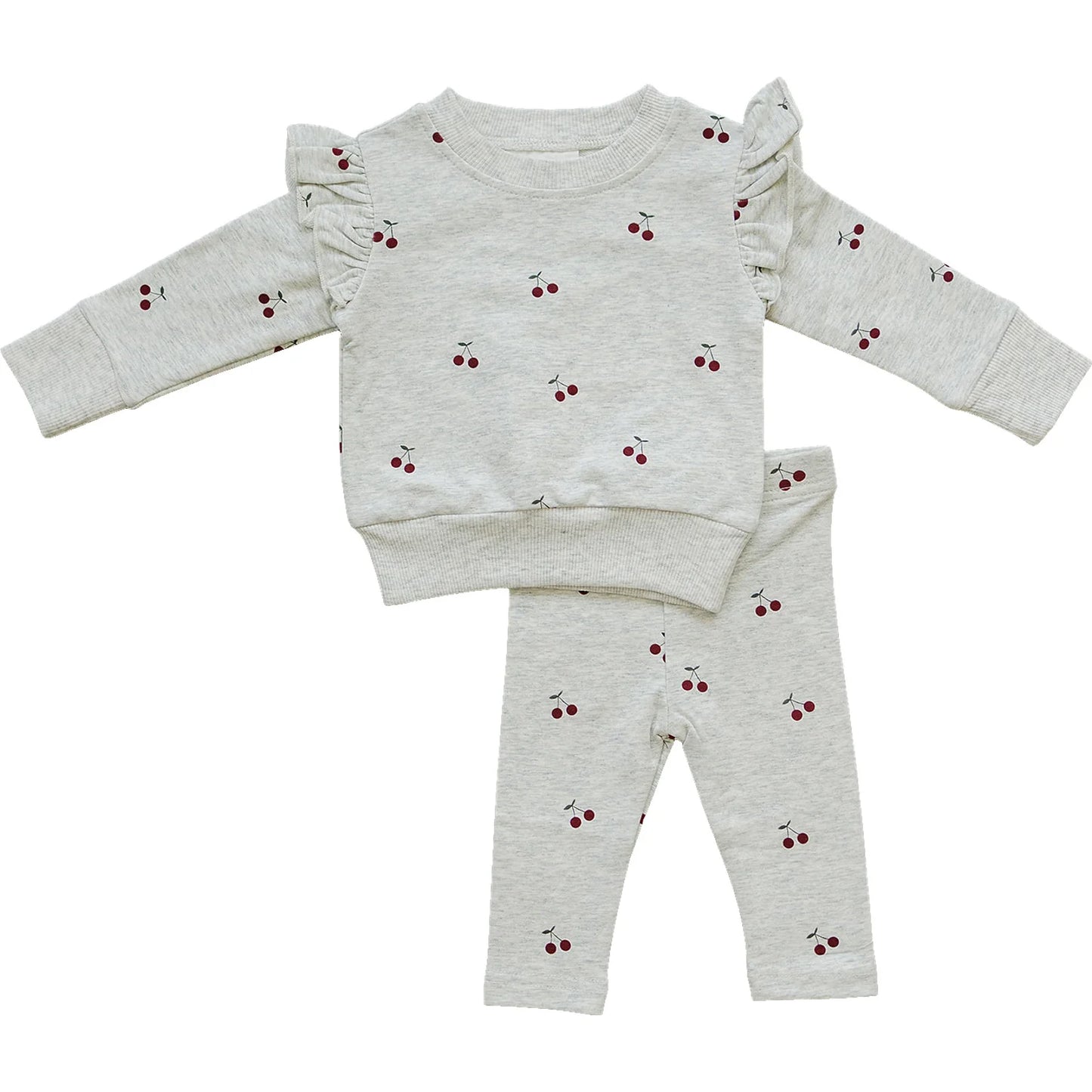 Mebie Baby Cherry Ruffle French Terry Set