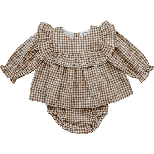 Mebie Baby Gingham Ruffle Bloomer Set