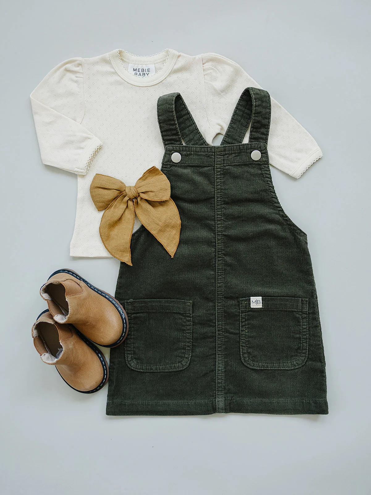 Mebie Baby Green Corduroy Dress