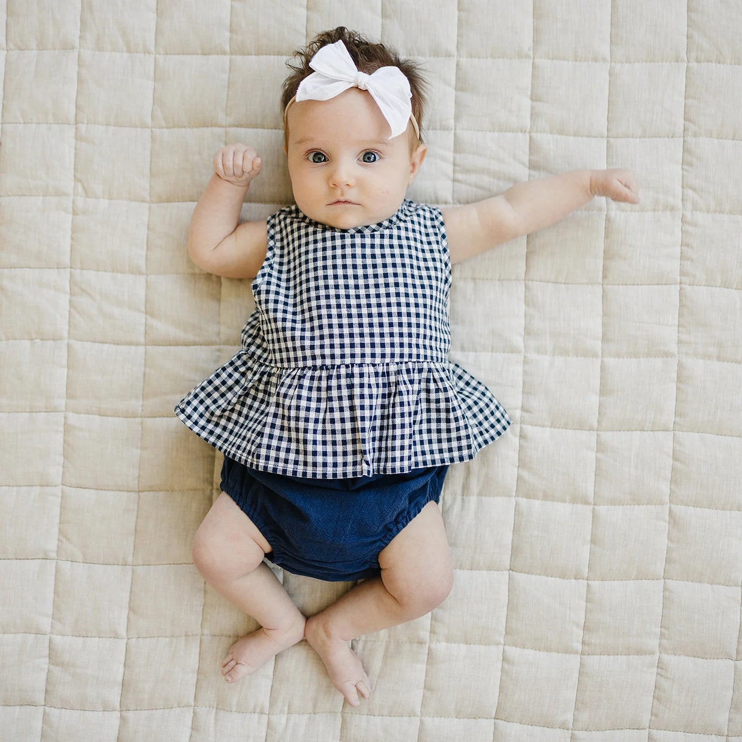 Mebie Baby Navy Gingham Peplum Set
