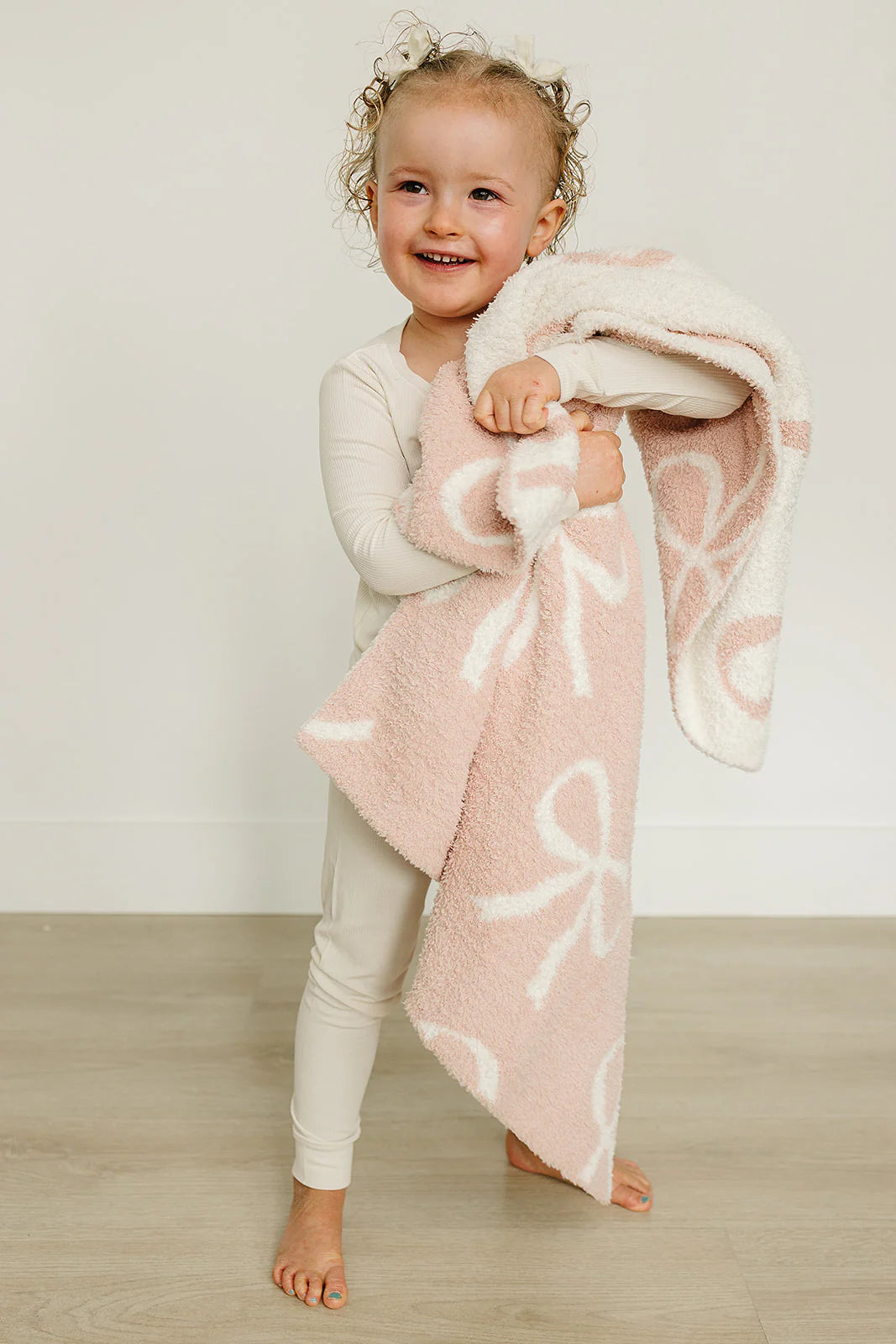 Mebie Baby Plush Baby Blanket || Pink Bow