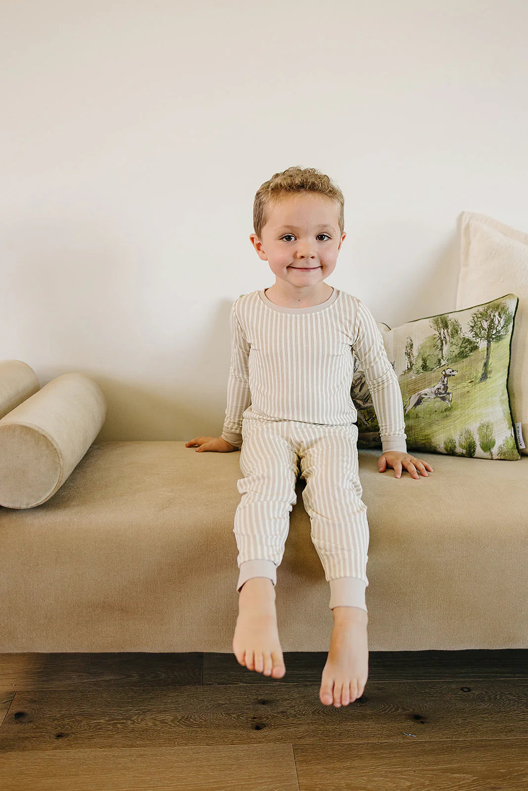 Mebie Baby Taupe Striped Ribbed Bamboo Cozy Set
