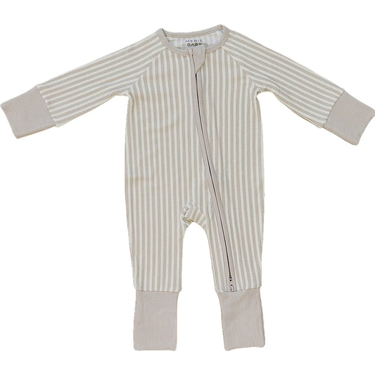 Mebie Baby Taupe Stripe Bamboo Zipper