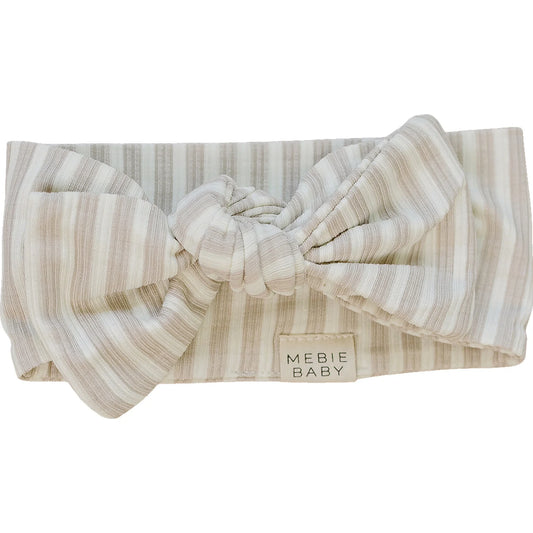 Mebie Baby Ribbed Bamboo Head Wrap || Taupe Stripe