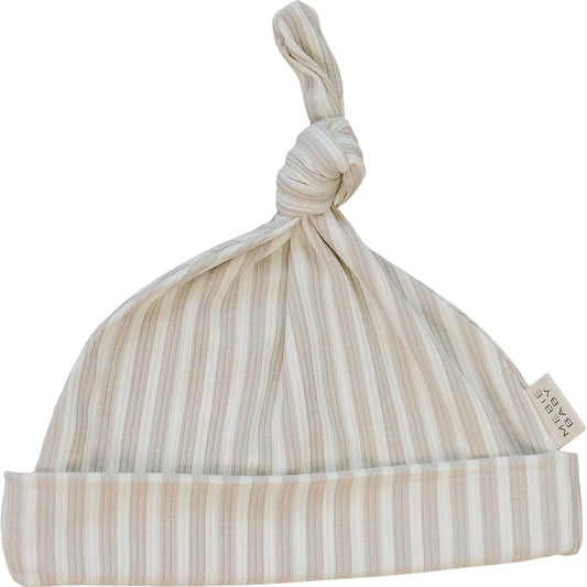 Mebie Baby Bamboo Newborn Knot Hat || Taupe Stripe