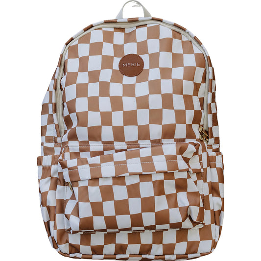 Mebie Baby Large Backpack || Rust Wavy Checkered