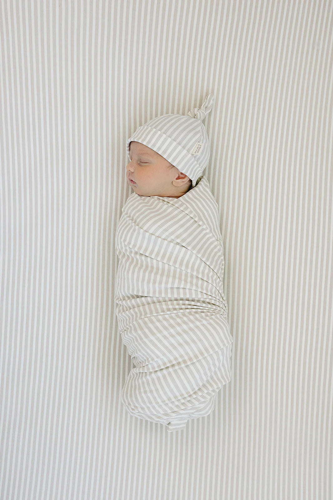 Mebie Baby Bamboo Newborn Knot Hat || Taupe Stripe