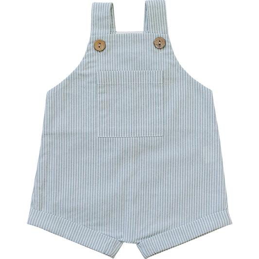 Mebie Baby Green Stripe Short Linen Overall
