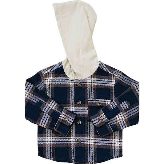 Mebie Baby Plaid Hooded Button Up
