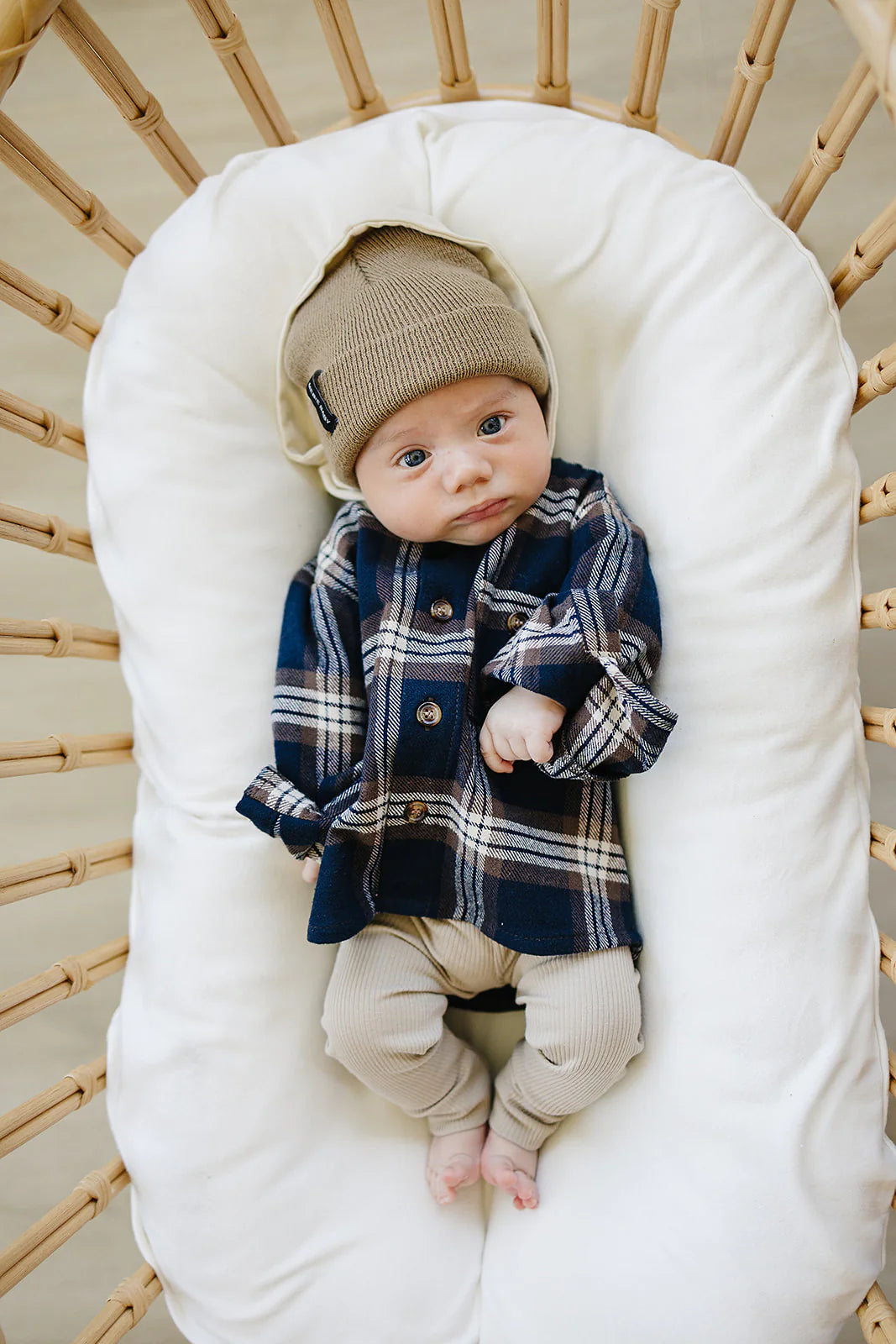 Mebie Baby Plaid Hooded Button Up