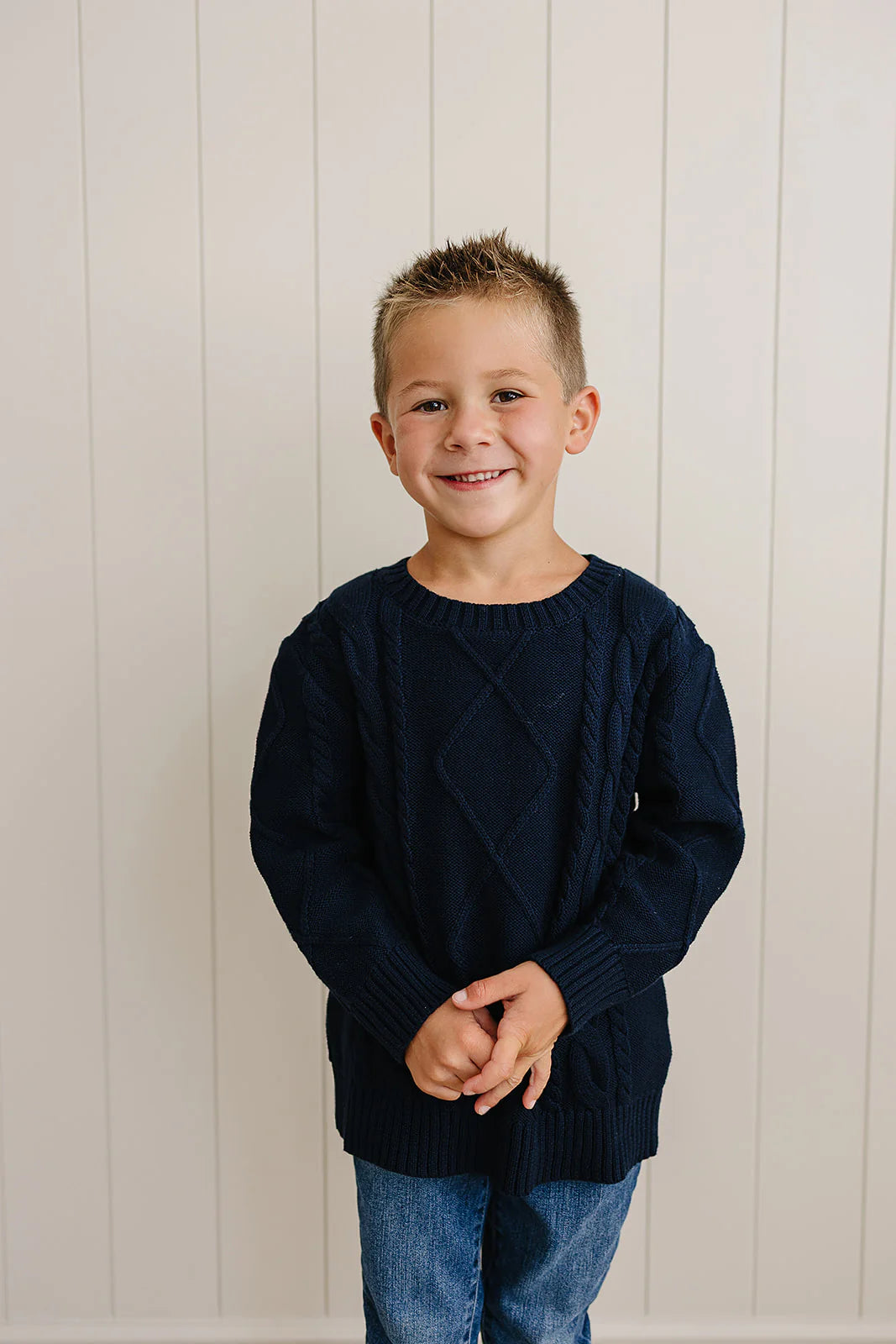 Mebie Baby Navy Cable Knit Sweater