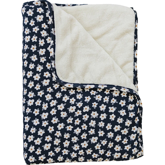 Mebie Baby Bamboo Fleece Quilt || Navy Daisy