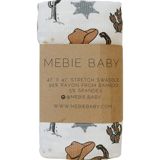 Mebie Baby Ribbed Bamboo Stretch Swaddle || Outlaw Cowboy