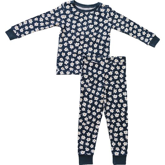 Mebie Baby Ribbed Bamboo Cozy Set || Navy Daisy
