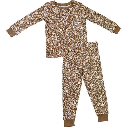 Mebie Baby Ribbed Bamboo Cozy Set || Brown Floral