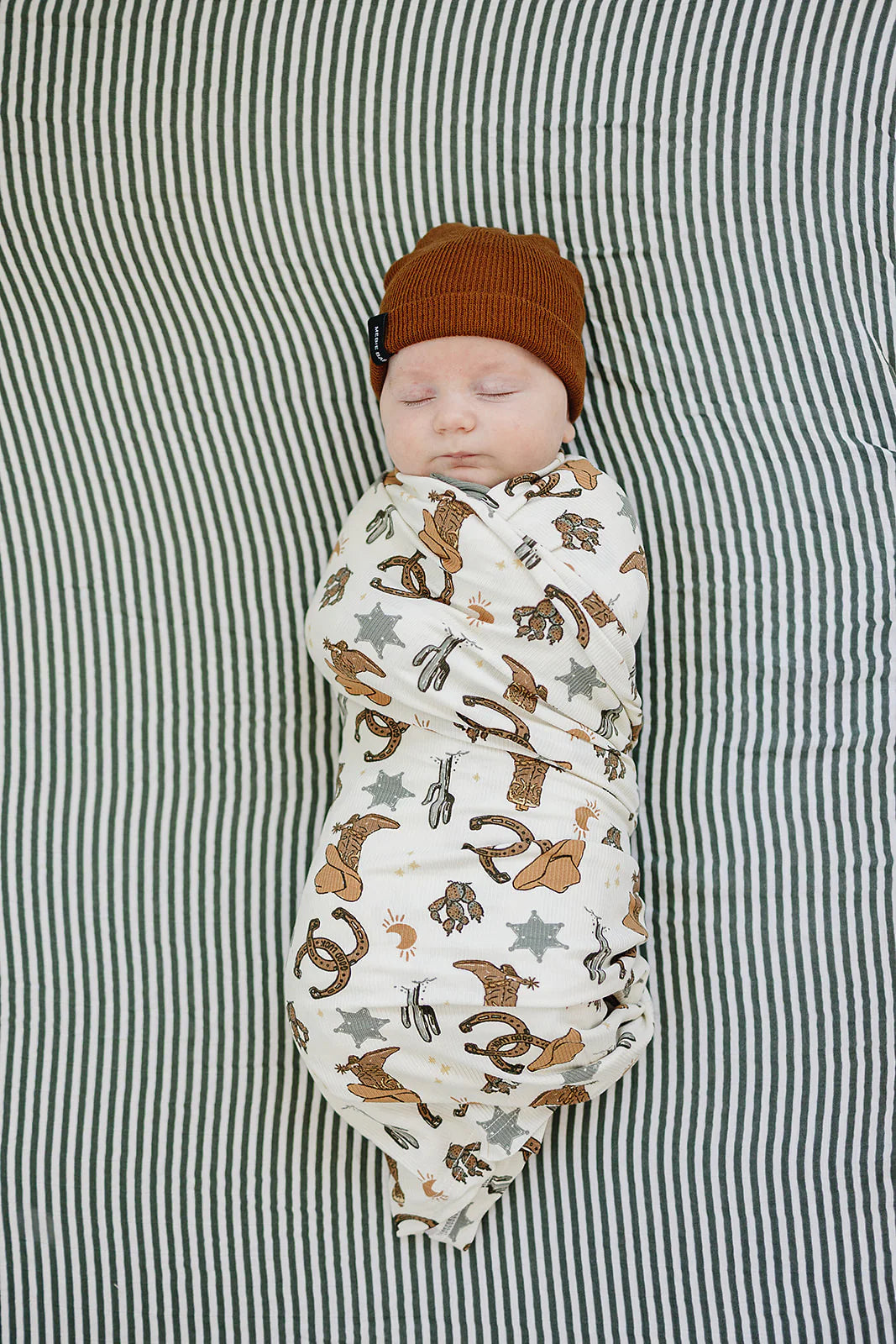 Mebie Baby Ribbed Bamboo Stretch Swaddle || Outlaw Cowboy