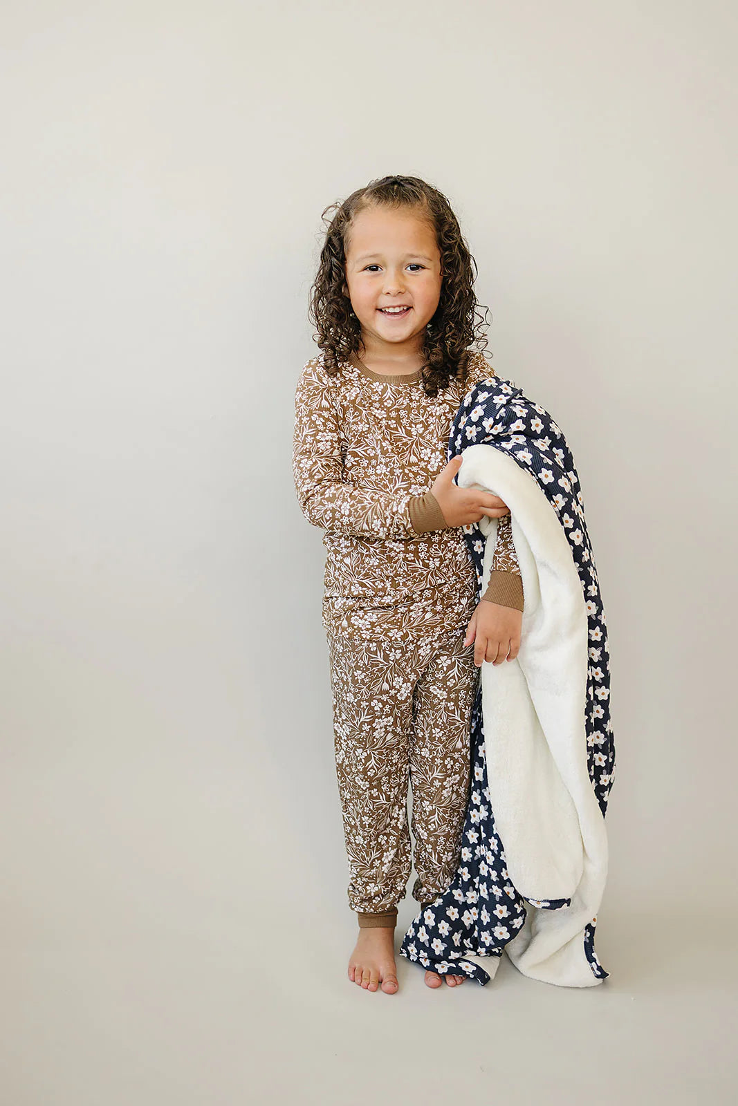 Mebie Baby Ribbed Bamboo Cozy Set || Brown Floral