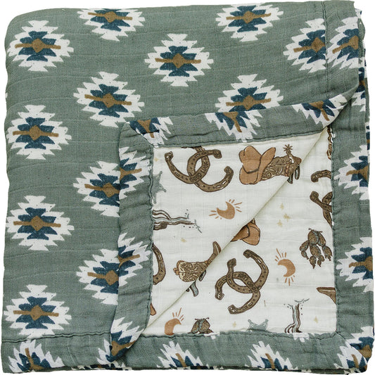 Mebie Baby Southwest Aztec + Outlaw Cowboy Muslin Quilt