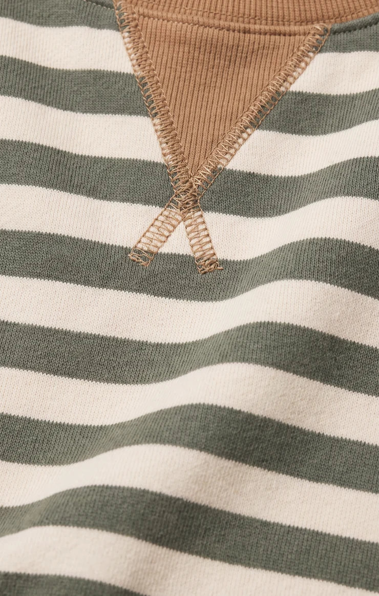 Z SUPPLY Low Key Stripe Sweatshirt || Monstera