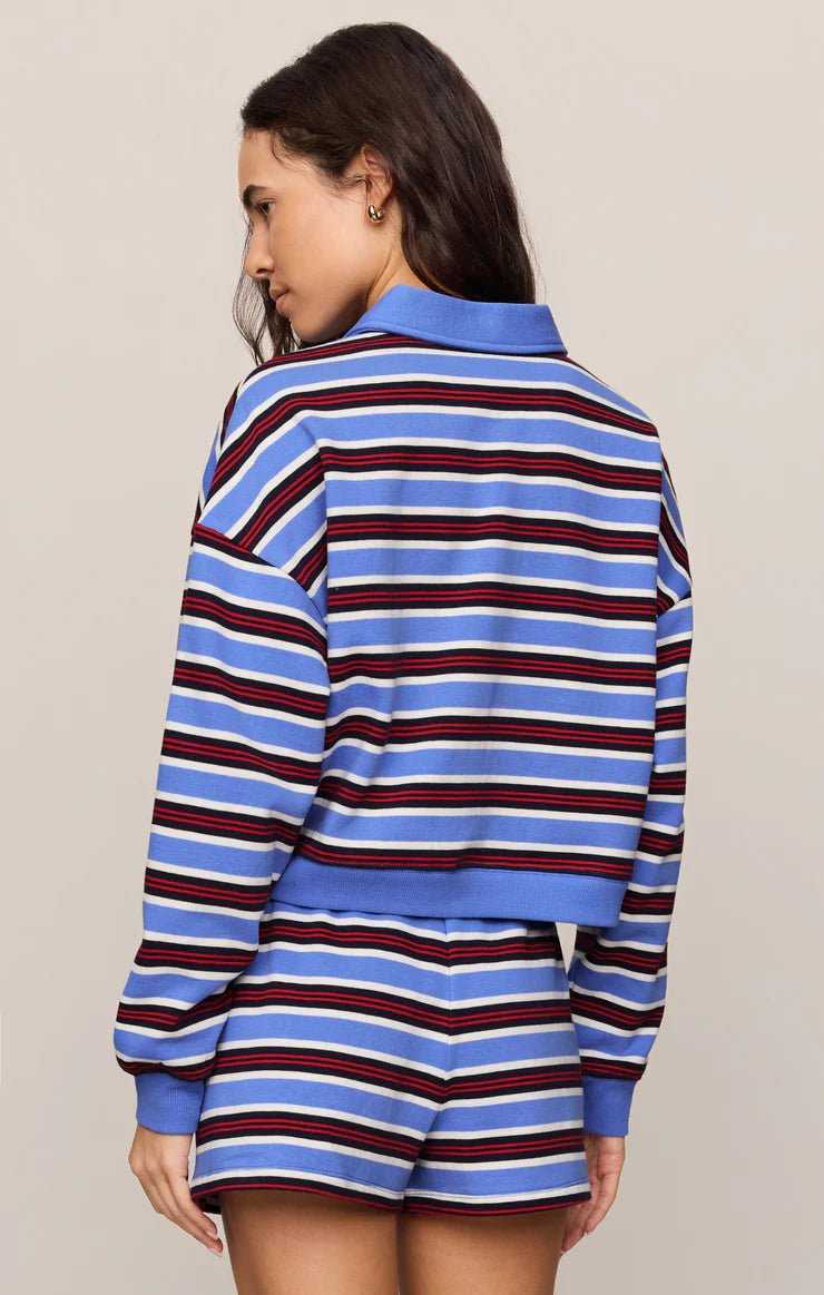 Z SUPPLY Low Key Stripe Fleece Henley || Blue