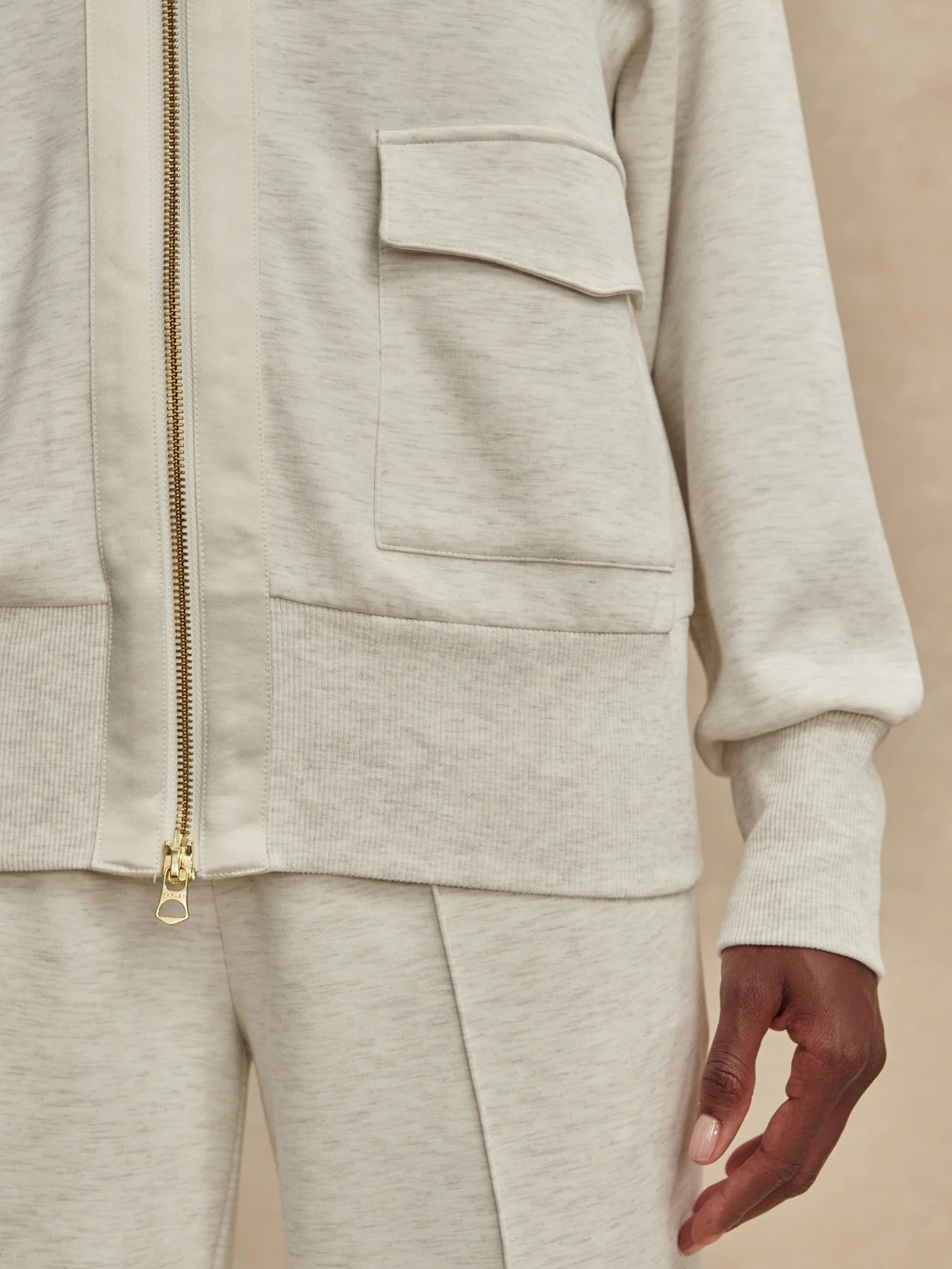 Varley Roxbury Zip-Through Sweat || Ivory Marl