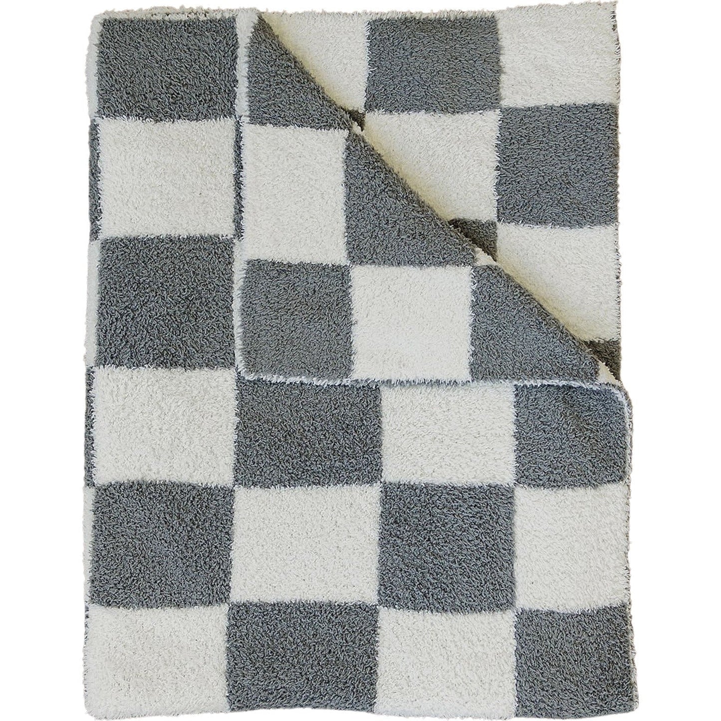 Mebie Baby Plush Adult/Child Blanket || Charcoal Checkered