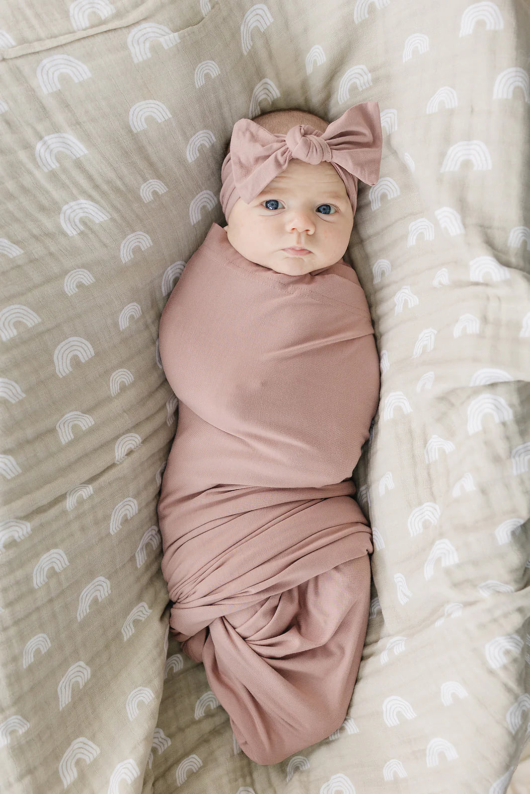 Mebie Baby Bamboo Stretch Swaddle || Dusty Rose