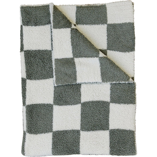 Mebie Baby Plush Adult/Child Blanket || Green Checkered