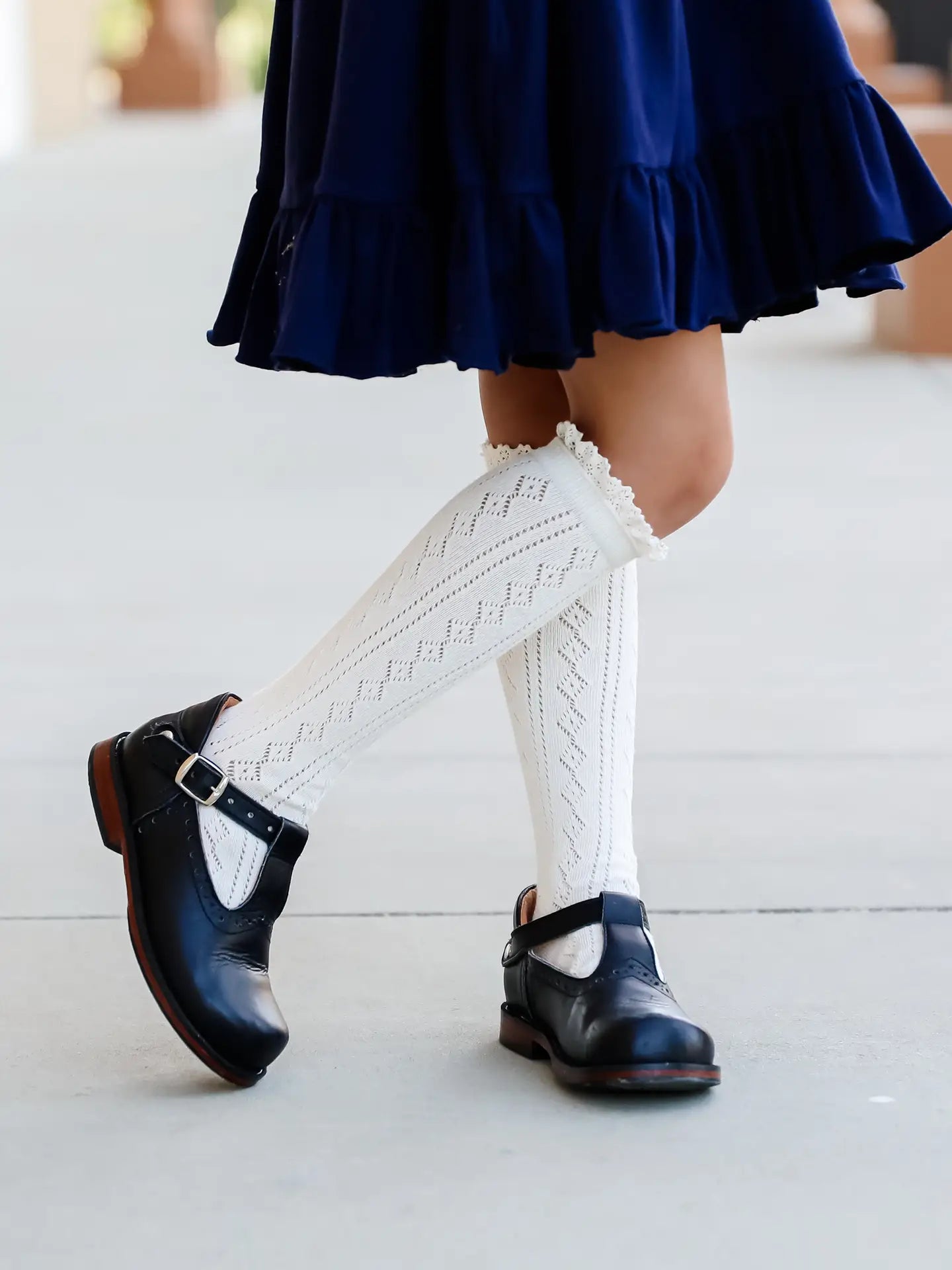 Little Stocking Co. Fancy Lace Top Knee Highs || Ivory