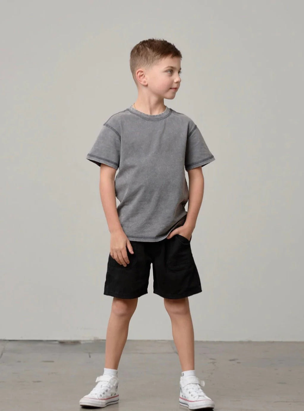 Little Bipsy Mineral Wash Tee || Graphite